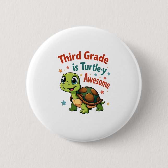 Dritte Klasse Schildkröten-y Phantastisch 3. Klass Button (Vorderseite)