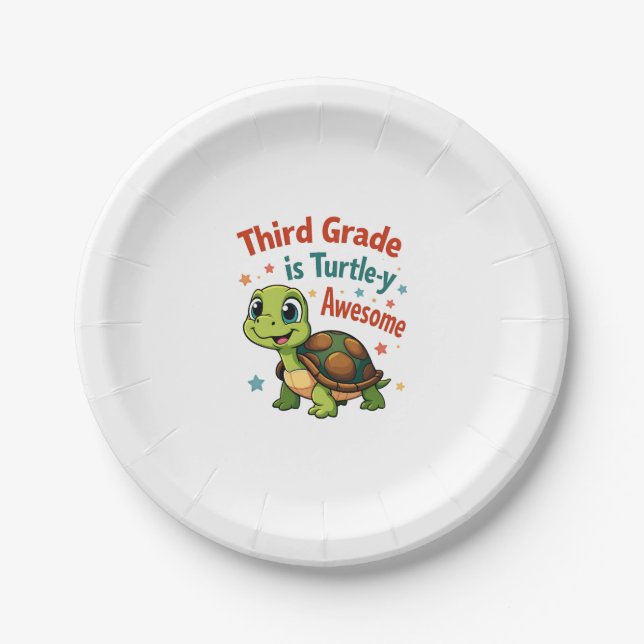 Dritte Klasse Schildkröten-y Phantastisch 3. Klass Pappteller (Vorderseite)