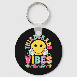 Dritte Klasse Vibes Smiley Gesicht Zurück zur Schu Schlüsselanhänger