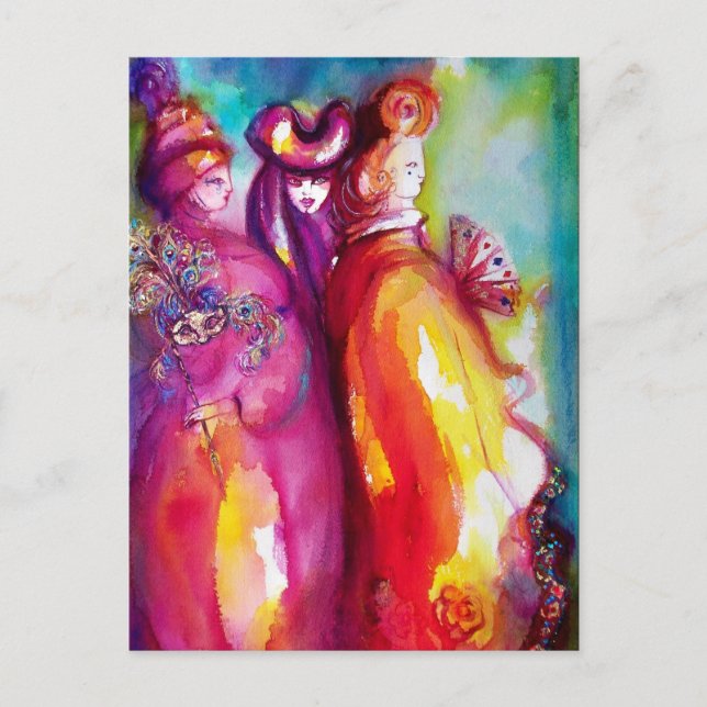 DRITTE MASK / Venezianische Masquerade Postkarte (Vorderseite)