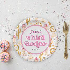 Dritte Rodeo-Cowgirl 3. Geburtstag Pappteller