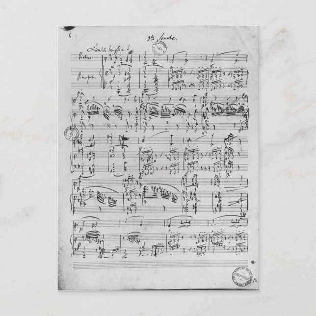 Dritte Sonate für Klavier und Geige Postkarte (Vorderseite)