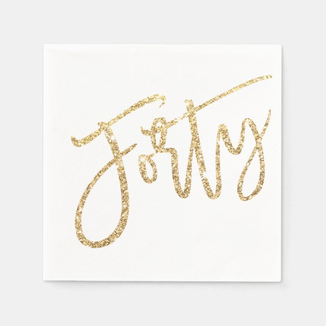 DRITTEL Glam modernen Drehbuch Gold Glitzer 40. Pa Serviette (Vorderseite)