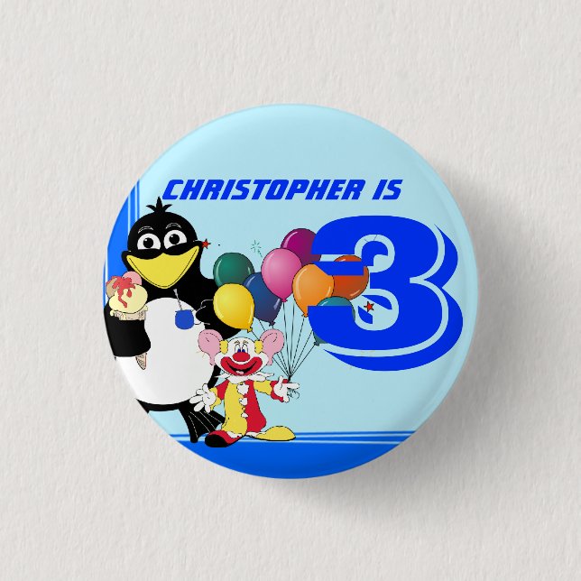 Dritter Geburtstag Button (Vorderseite)