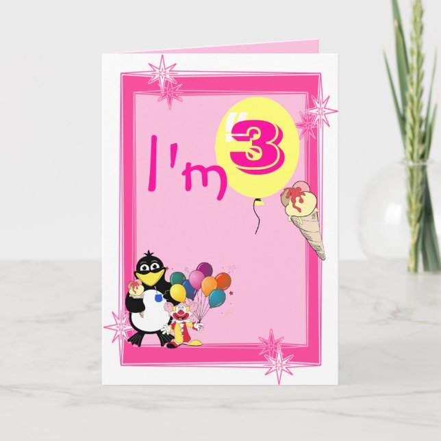 Dritter Geburtstag Karte (Vorderseite)