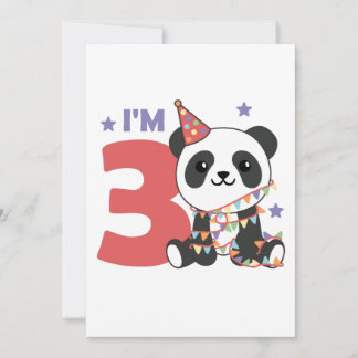 Dritter Geburtstag Panda für Kinder 3 Jahre Einlad Einladung