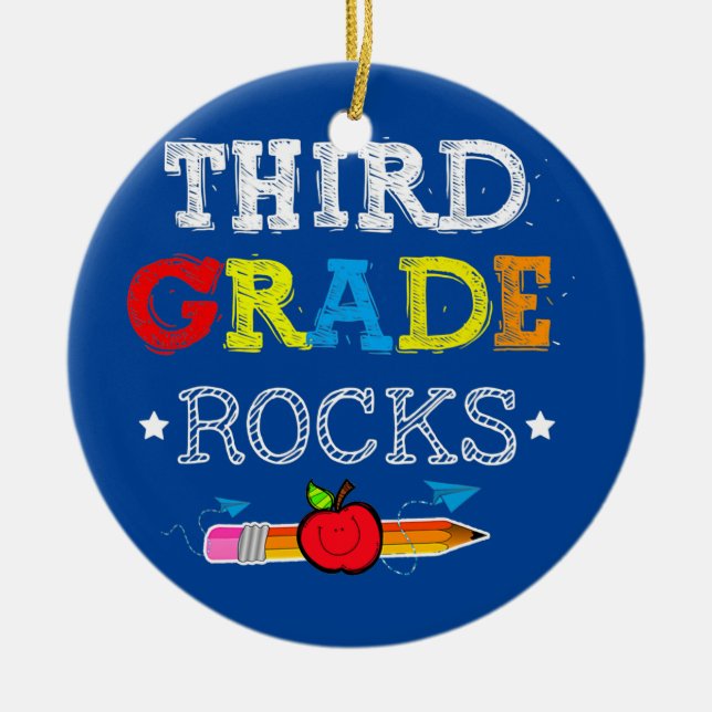 Dritter Klasse Rocks Team 3. Klasse Lehrer Keramik Ornament (Vorne)