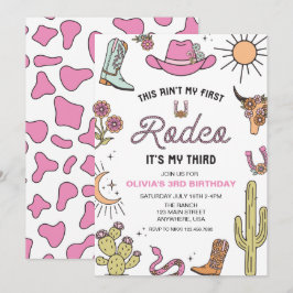 Dritter Rodeo Pink West 3. Geburtstag Einladung