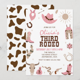 Dritter Rodeo Pink West 3. Geburtstag Einladung