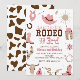 Dritter Rodeo Western Cowgirl 3 Geburtstag Einladung
