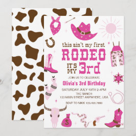 Dritter Rodeo Western Cowgirl 3 Geburtstag Einladung