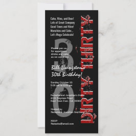 DRITTES 30. Geburtstag Party Schwarzer Roter Tal Einladung