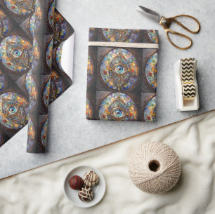 Drittes Auge auf Bleiglas und Bronze Geschenkpapier