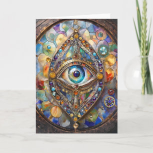 Drittes Auge auf Bleiglas und Bronze Karte