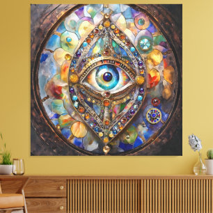 Drittes Auge auf Bleiglas und Bronze Leinwanddruck