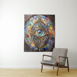 Drittes Auge auf Bleiglas und Bronze Wandteppich