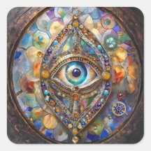 Drittes Auge auf Buntglas und Bronze