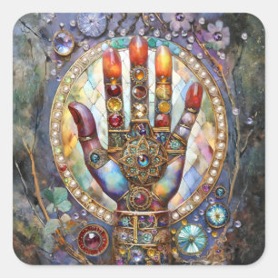 Drittes Auge Mystisches Palm Quadratischer Aufkleber