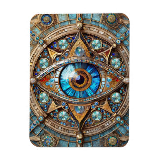 Drittes Auge - Türkisblau Gold Mandala Magnet