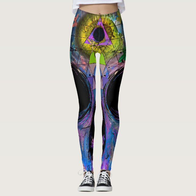 Drittes Augen-psychedelischer Schädel - Leggings (Vorderseite)