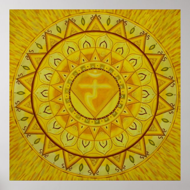 Drittes Chakra Mandala Poster (Vorne)