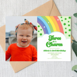 Drittes Geburtstags-Party mit Regenbogen Einladung