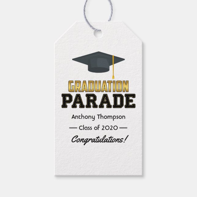 Drive by Abschluss Parade Herzlichen Glückwunsch Geschenkanhänger (Vorderseite)