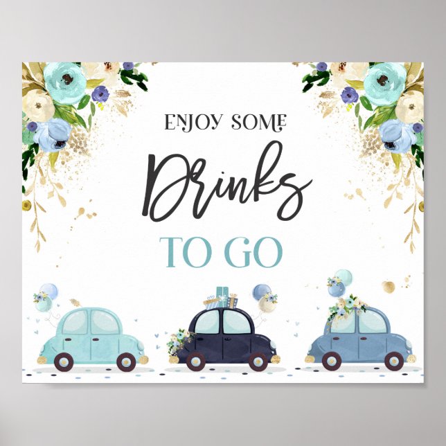 Drive by Baby Dusche Leckerei bevorzugen Schild Bl (Vorne)