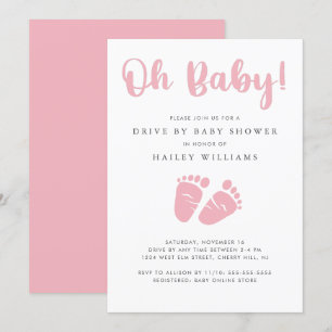 Drive by Baby Girl Dusche Oh Baby Feet Pink Einladung