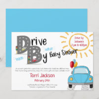 Drive-By-Baby-Shower Blaue Autos und Ballons