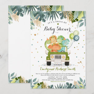Drive by Baby Shower Einladung Dinosaurier Dusche