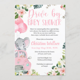 Drive by Baby Shower Einladungen für Mädchen