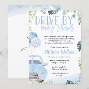 Drive By Baby Shower Invitations for Boys