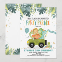 Drive By Birthday Parade Einladung Dinosaur Party