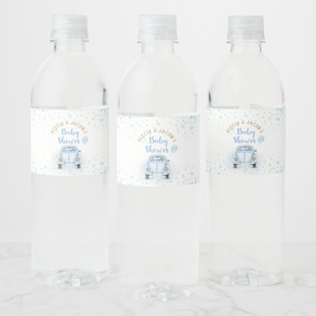 Drive by Boy Baby Dusche Gold Blue Car Gefallen (Flaschen)