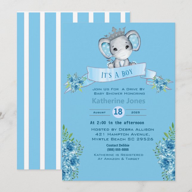 Drive by Boys Baby Shower Einladungen (Vorne/Hinten)