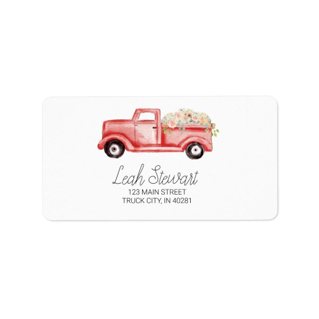 Drive by Hydrangea Truck Address Label Adressaufkleber (Vorne)