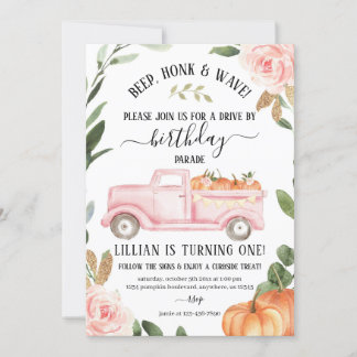 Drive by Pumpkin Birthday Einladung