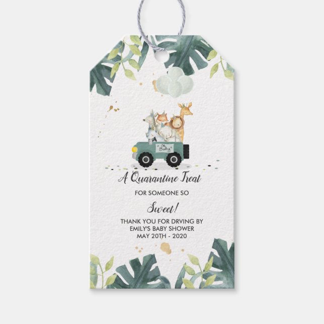 Drive By Safari Baby Showmarke Geschenkanhänger (Vorderseite)