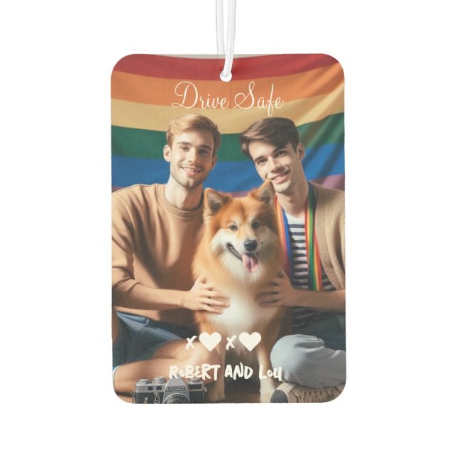 Drive Safe Gay Couple Liebe | Benutzerdefiniertes  Autolufterfrischer (Rückseite)