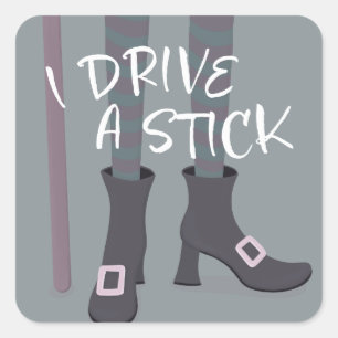 Drive Stick Hexe Broomstick lustiges Halloween Quadratischer Aufkleber