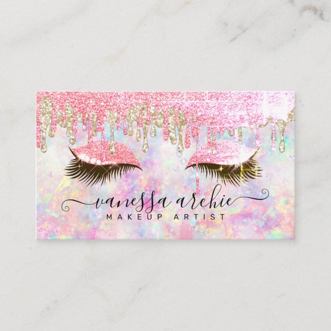Driving Glitzer Holographic Makeup Artist Visitenkarte (Vorderseite)