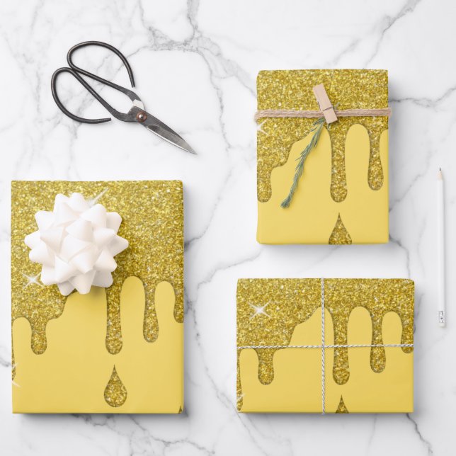 Driving Gold Glitzer Effect & Glitzern Geschenkpapier Set (Vorderseite)