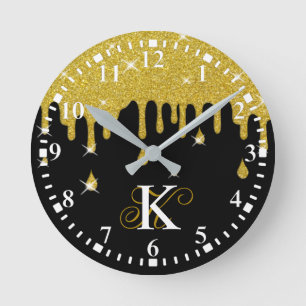 Driving Gold Glitzer Effect & Glitzern Runde Wanduhr