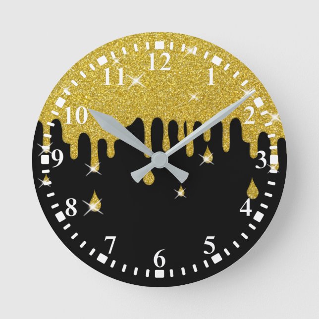 Driving Gold Glitzer Effect & Glitzern Runde Wanduhr (Vorderseite)