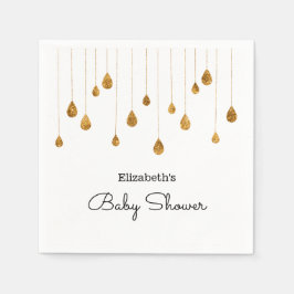 Driving Gold Glitzer Simple Baby Shower Serviette