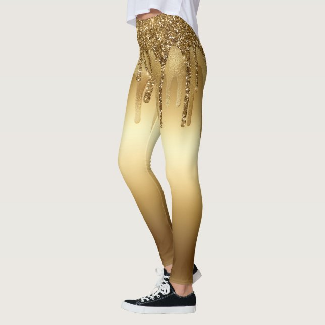 Driving Gold Paint Glitzer Accelerator Funkelnd Leggings (Links)