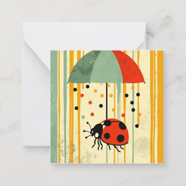 Drizzle & Delights: Ein Sprinkle der Ladybug-Freud Mitteilungskarte (Vorderseite)