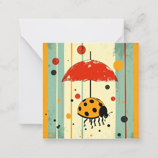 Drizzle & Delights: Ein Sprinkle der Ladybug-Freud Mitteilungskarte (Vorderseite)