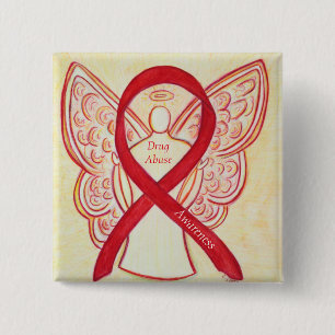 Drogenmissbrauch Bewusstsein Red Ribbon Angel Cust Button
